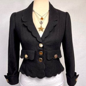 Betsey Johnson Scalloped 3 Button Jacket Sz 4 EUC